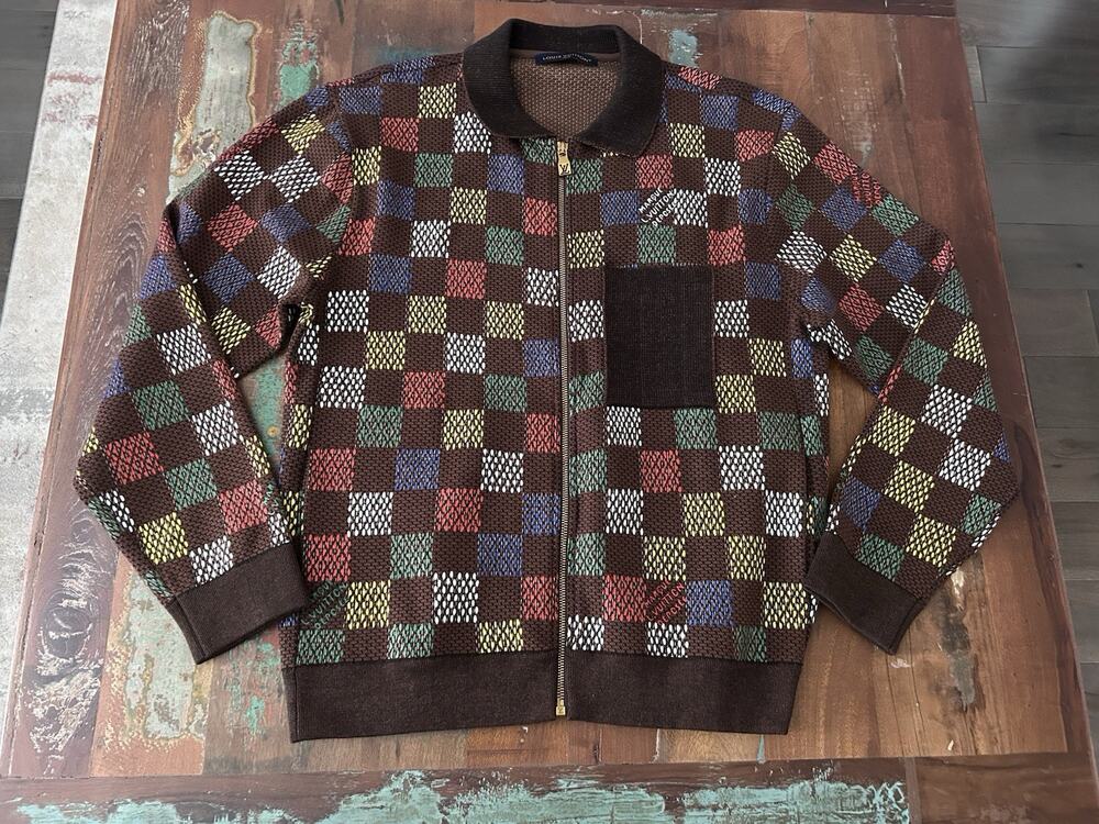 AUTHENTIC LOUIS VUITTON DAMIER JACQUARD ZIP-THROUGH BLOUSON JACKET LV XL